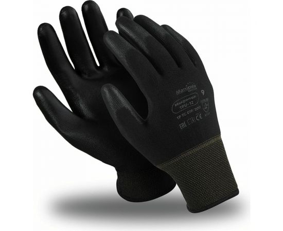 Перчатки Manipula Specialist МИКРОПОЛ, нейлон/полиуретан, частичное, цвет черный Пер 612/11 