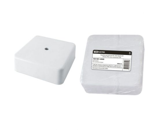 Распаечная коробка TDM КР 100х100х44 ОП белая, IP40, инд. штрихкод SQ1401-0909 