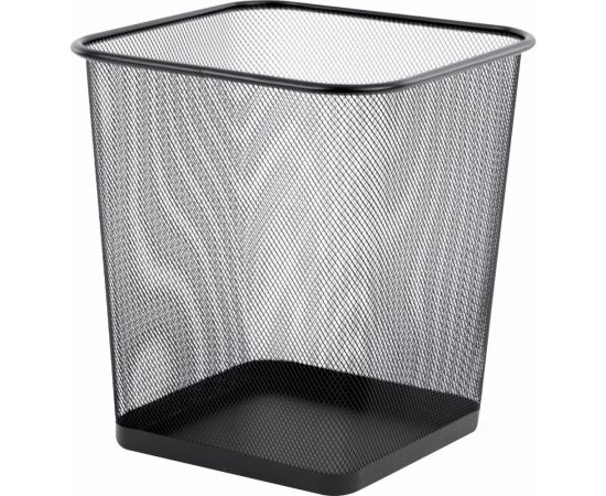 Корзина для бумаг BRAUBERG Germanium квадратная, 14 литров, металл, черная 237975 