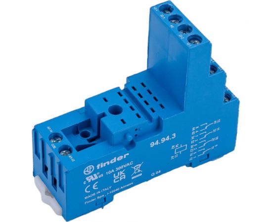 Розетка Finder для реле 55.34, 55.32, 85.02, 85.04 и модуля 99.80 с разд-ми конт., с мета, 94943SMA – изображение 2