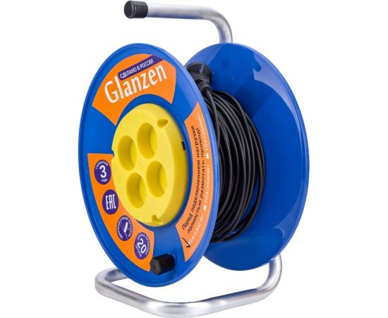 Силовой удлинитель Glanzen на катушке 4 гн. ПВС 2x0,75 арт. EB-20-014 00-00006722 – изображение 2