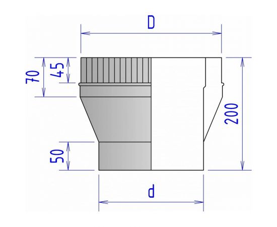Переход ФЕНИКС Дымоходы моно-термо 2П конд. 120, 430 1.0, 200, 430 000001497 – изображение 2