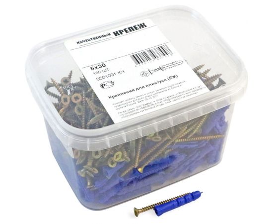 Набор крепления плинтусов Качественный КРЕПЕЖ дюбель ёж 5x30 180 шт 0501091 КЧ – изображение 2