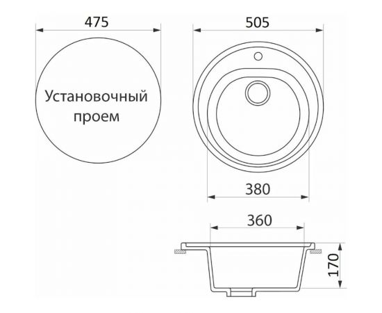 Кухонная мойка GreenStone цвет: темно-серый GRS-08-309 – изображение 3