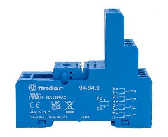 Розетка Finder для реле 55.34, 55.32, 85.02, 85.04 и модуля 99.80 с разд-ми конт., с мета, 94943SMA – изображение 3