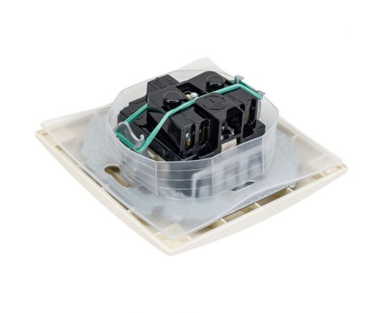 Розетка с заземлением, шторками и крышкой IP-44 слоновая кость Simon 1590450-031 – изображение 3