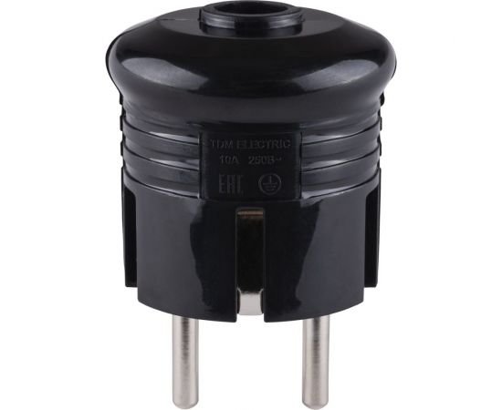 Вилка с заземлением TDM круглая, черная, 10А, 250В SQ1806-0200 – изображение 4