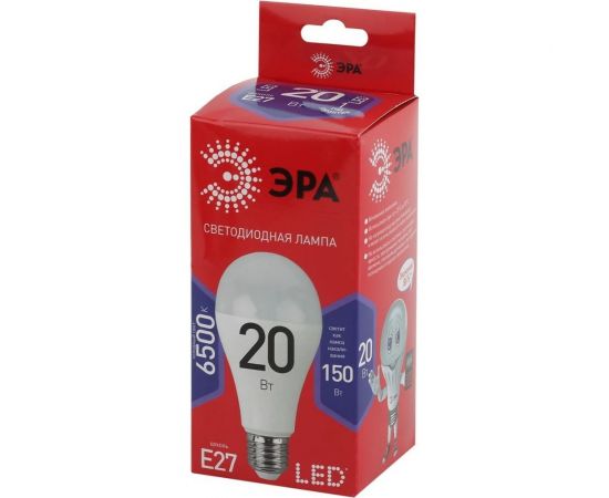 Светодиодная лампа ЭРА LED A65 20W 865 E27 R диод, груша, 20Вт, холодный, E27 Б0045326 – изображение 4