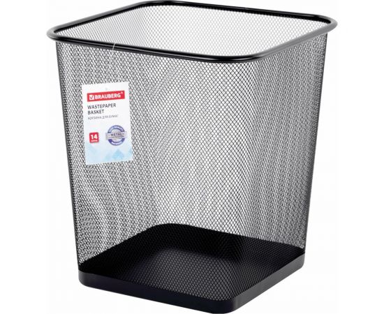 Корзина для бумаг BRAUBERG Germanium квадратная, 14 литров, металл, черная 237975 – изображение 4