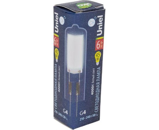 Светодиодная лампа Uniel 220, 6W, 4000K, G4, CL GLZ08TR картон LED-JC UL-00005066 – изображение 5