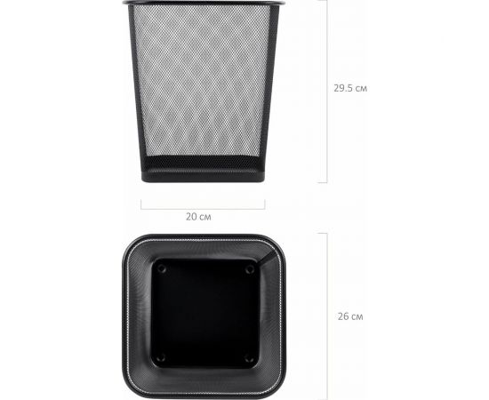 Корзина для бумаг BRAUBERG Germanium квадратная, 14 литров, металл, черная 237975 – изображение 5