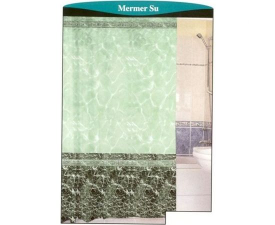 Штора для ванной Zalel 100% полиэстер эконом, 170x200, зеленый фон, без колец 00001188 