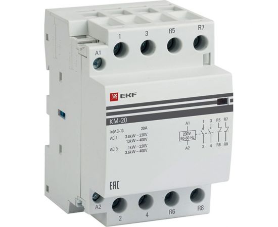 Модульный контактор EKF КМ 20А 2NO 2NC 3 мод. PROxima km-3-20-22 