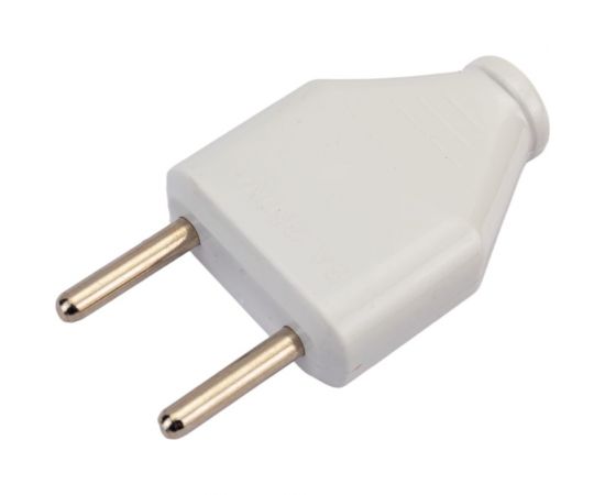 Разборная вилка General Lighting Systems GRV-P-6-F-W-IP20, 6А, плоская, без заземления, белая, IP20, 1/50/1200 470506 