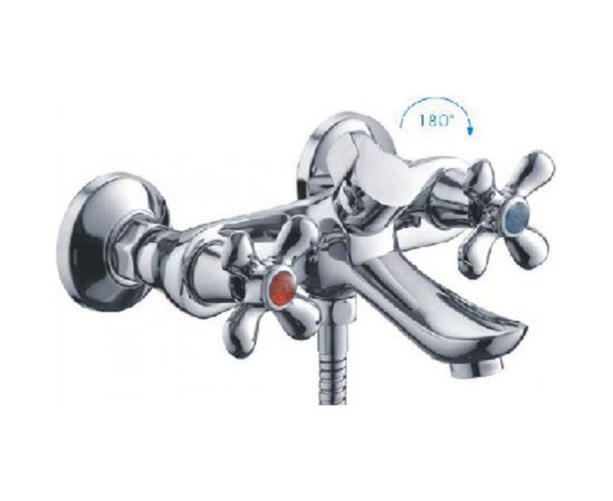 Смеситель для ванны Rainsberg с коротким изливом 20 см, двухвентильный, хром R7202F 