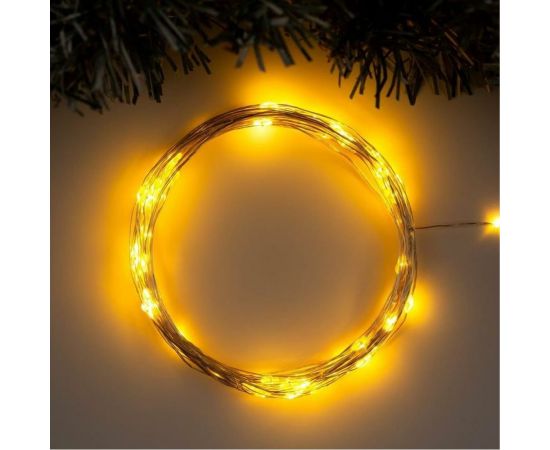 Гирлянда-нить Luazon ROSA, IP20, 10 м, серебристая нить, LED1608-100-12V, БП в комплекте, фиксинг, желтый 5198357 