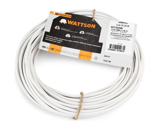 Провод ШВВПбм АО ""Орловский кабельный завод"" ОКЗ 2x0,75 20м WT0098 