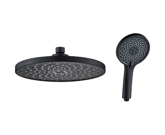 Комплект OUTE душевая лейка 12x25 см и тропическая лейка 25x25 см, черная, круглая TH77HT 