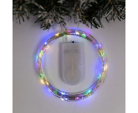 Гирлянда-нить Luazon ROSA, IP20, 5 м, Н.С. LED-50-6V, 2хCR2032, фиксинг, мультиколор 2433900 