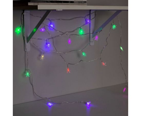 Нить Luazon DCR 5 м, с насадками Снежинки малые, IP20, Н.С. LED-20-220V, моргает, мульти 541525 