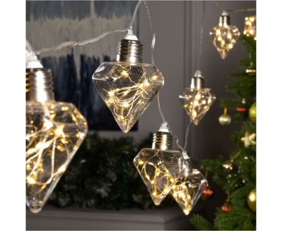 Гирлянда-нить Luazon ROSA, 3 м, лампочки-кристалл, 5 см, IP20, серебристая нить, LED-80-12V, 8 режимов, теплый белый 6929870 