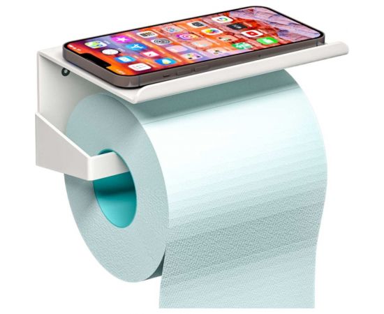 Держатель для туалетной бумаги с полкой Граф Держалкин 160x110x80 мм, белый GDD-001-б 