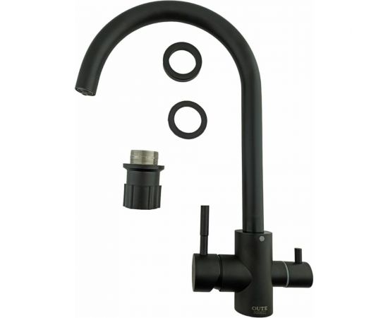 Смеситель для кухни OUTE однорычажный, черный матовый, со встроенным краном под питьевую воду, нержавеющая сталь T60203CK-300 – изображение 2