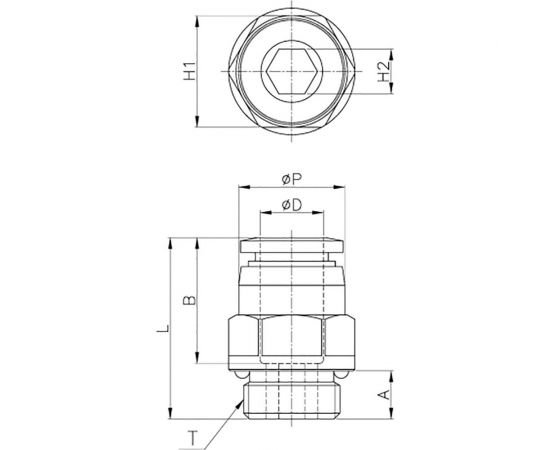 Фитинг 8 мм с наружной металлической резьбой G1/8" CDC Pneumatics PC 08G01 – изображение 2