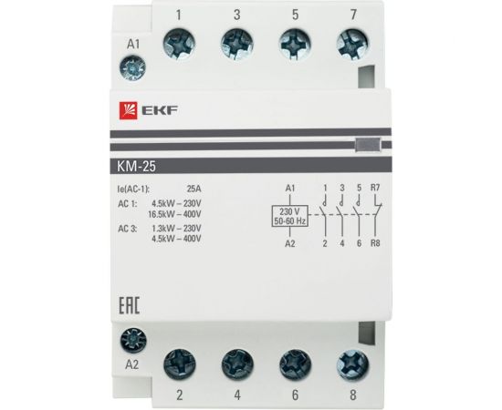 Модульный контактор EKF КМ, 25А, 3NО+NC, PROxima SQkm-3-25-31 – изображение 2