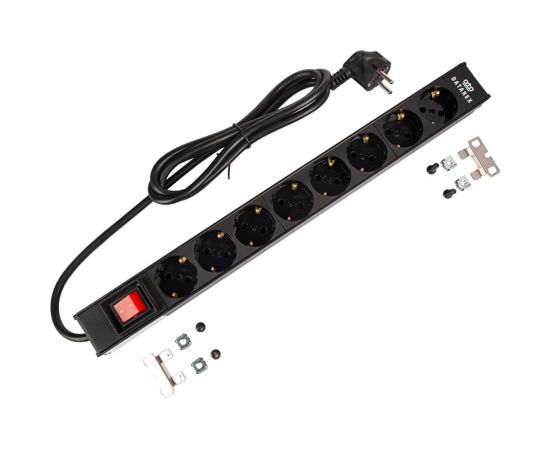 Распределительный блок DATAREX 19 дюймов, pdu, с выключателем, на 16а, 8 разъемов shuko, шнур питания 1,8 м, черный DR-432121 – изображение 2