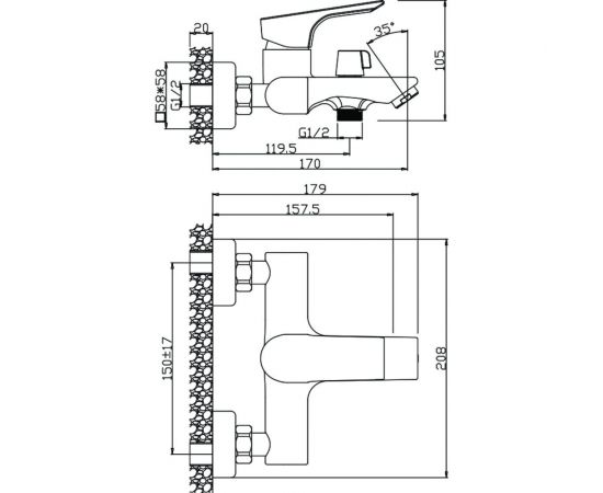 Смеситель для ванны OLIVES PORTO 11201PR – изображение 2