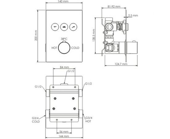 Термостатический смеситель для ванны и душа WasserKRAFT Neime Thermo 1944 – изображение 2