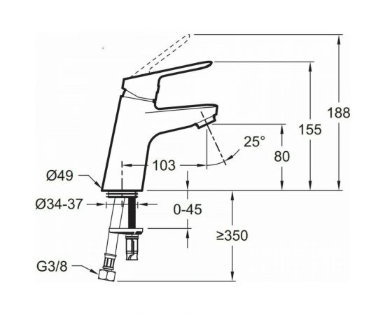 Смеситель для раковины JACOB DELAFON LUCIEN без донного клапана 00000086984 E20849-CP – изображение 3