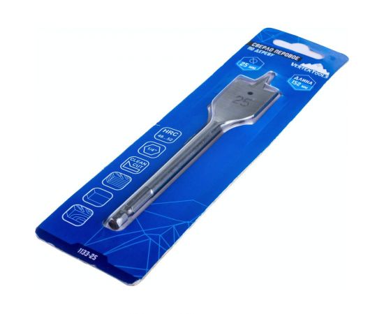 Сверло перовое по дереву (25 мм; шестигранный хвостовик) vertextools 1133-25 – изображение 3