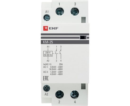 Модульный контактор EKF КМ, 25А 2п 220В 2НО km-2-25-20 – изображение 3