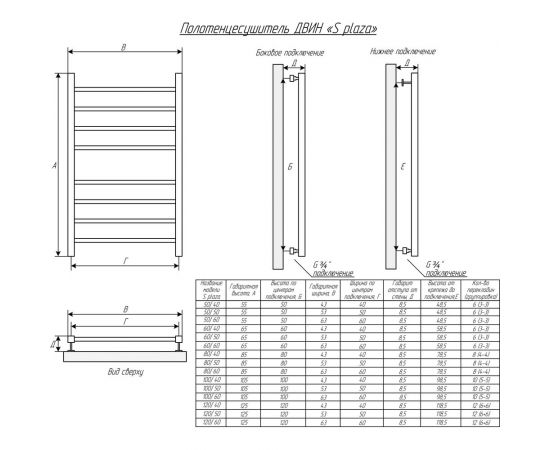 Водяной полотенцесушитель ДВИН S plaza 80/50 К3 квадрат, черный матовый 4656759174453 – изображение 3