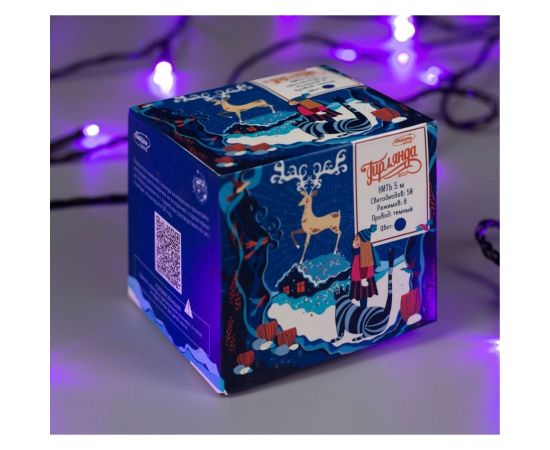 Гирлянда-нить Luazon ECO, IP20, 5 м, Н.Т. LED-50-220V, 8 режимов, фиолетовый 3556767 – изображение 4