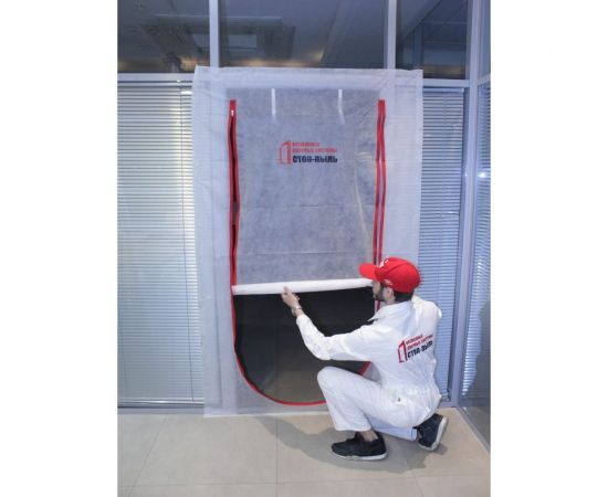 Временная пленочная дверь 100х220 см с молнией типа U вариант 2 СТОП-ПЫЛЬ 201804 – изображение 5