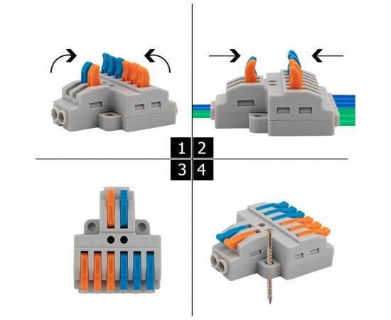 Разветвительная клемма REXANT СМК 2x3 2 полюса с монтажной площадкой 1 ввод 3 вывода 5 шт 07-5234-05 – изображение 5
