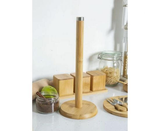 Держатель для бумажных полотенец Olaff 140x140x320 мм, бамбук 04-50027 – изображение 5