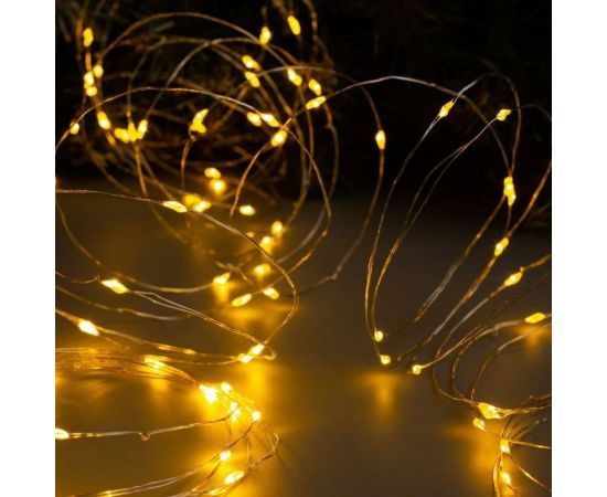 Гирлянда-нить Luazon ROSA, IP20, 10 м, серебристая нить, LED1608-100-12V, БП в комплекте, фиксинг, желтый 5198357 – изображение 6