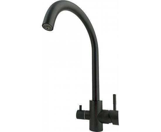 Смеситель для кухни OUTE однорычажный, черный матовый, со встроенным краном под питьевую воду, нержавеющая сталь T60203CK-300 – изображение 6