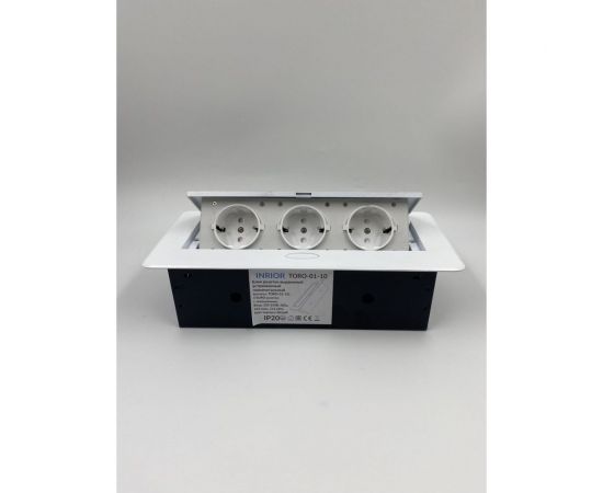 Выдвижная розетка Inrior выдвижной встраиваемый блок розеток, на 3 euro розетки, без проводки, белый TORO-01-10 