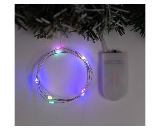 Гирлянда-нить Luazon ROSA, IP20, 1 м, серебристая нить, LED1608-10-6V, 2хCR2032, фиксинг, мульти 5198288 