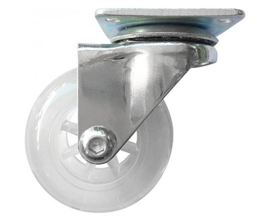 Колесо ПУ прозрачное поворотное 50 мм крепление платформенное СИБРТЕХ 68732 