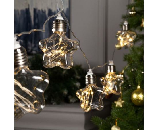 Нить Luazon ROSA 3 м, с насадками Лампочки звездочки 8 см, IP20, Н.С. LED-80-12V, 8 режимов, теплый белый 6929859 