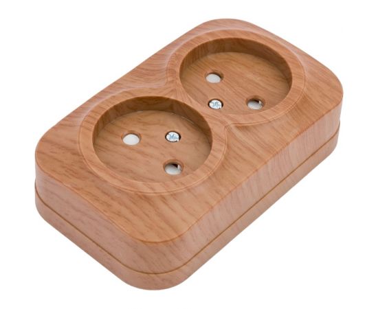 2-ая розетка IEK РСш22-2-ХД без з/к с з/ш о/у 10А GLORY дуб ERH23-K24-10 