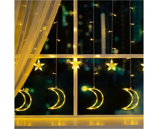 Бахрома Luazon DECOR Месяц, IP20, Ш2.7 м, В0.9 м, Н.С. LED-138-220V, 8 режимов, теплый белый 4356981 