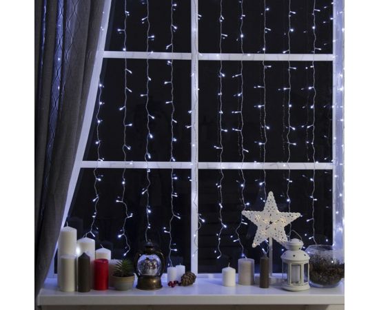 Гирлянда Luazon ЗАНАВЕС ECO, IP20, УМС вилка, ширина:2 м, высота:1.5 м, Н.С. LED-360-220V, 8 режимов, белый 1080462 