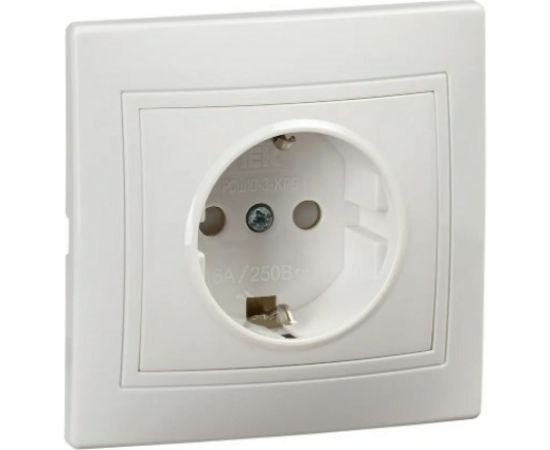 Розетка IEK KVARTA 1ая с з/к с з/ш РСш10-3-КРБ 16А PC бел. KV-R14-16-PC-K01 